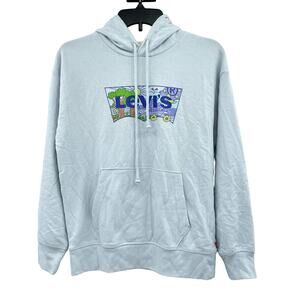 Levi's Blue Printed Graphic Logo Nature Themed Women Hoodie